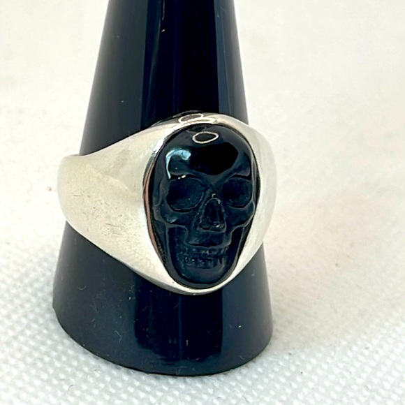 Made In Earth MIE Volcanic Glass Black Obsidian Skull Ring